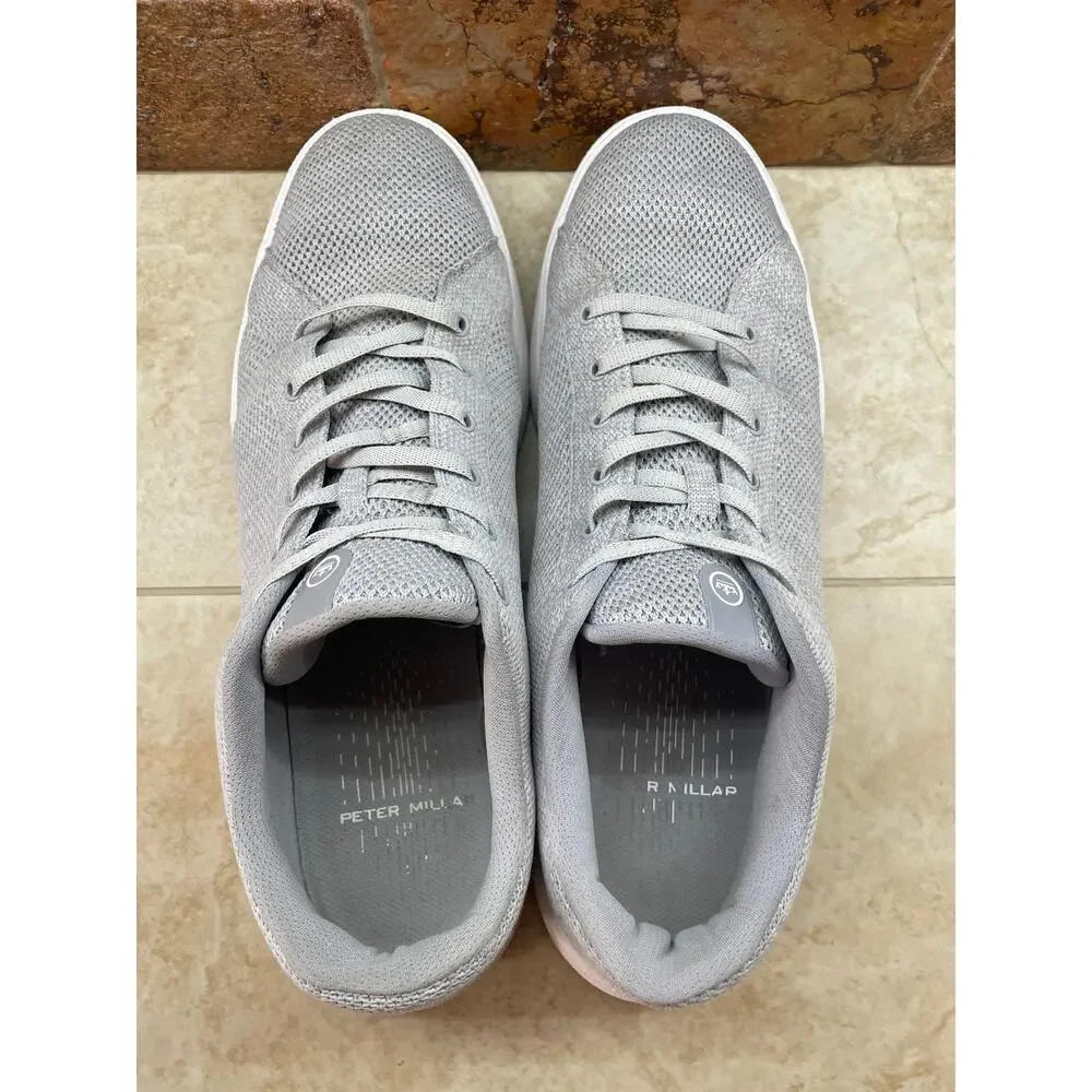 Peter Millar Sneaker Size 12 Gray Knit Lace Up Comfort Shoes Mens Lightweight